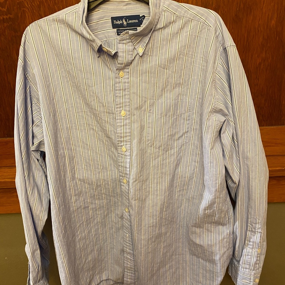 Ralph Lauren Men's Light Blue Pinstripe Shirt
